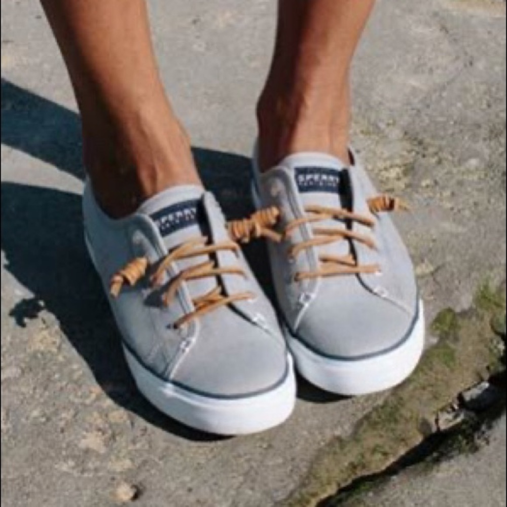 Sperry Grey Canvas Slip On Sneakers